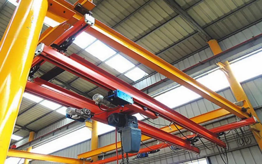 workstation bridge crane operating in a narrow factory workshop.webp